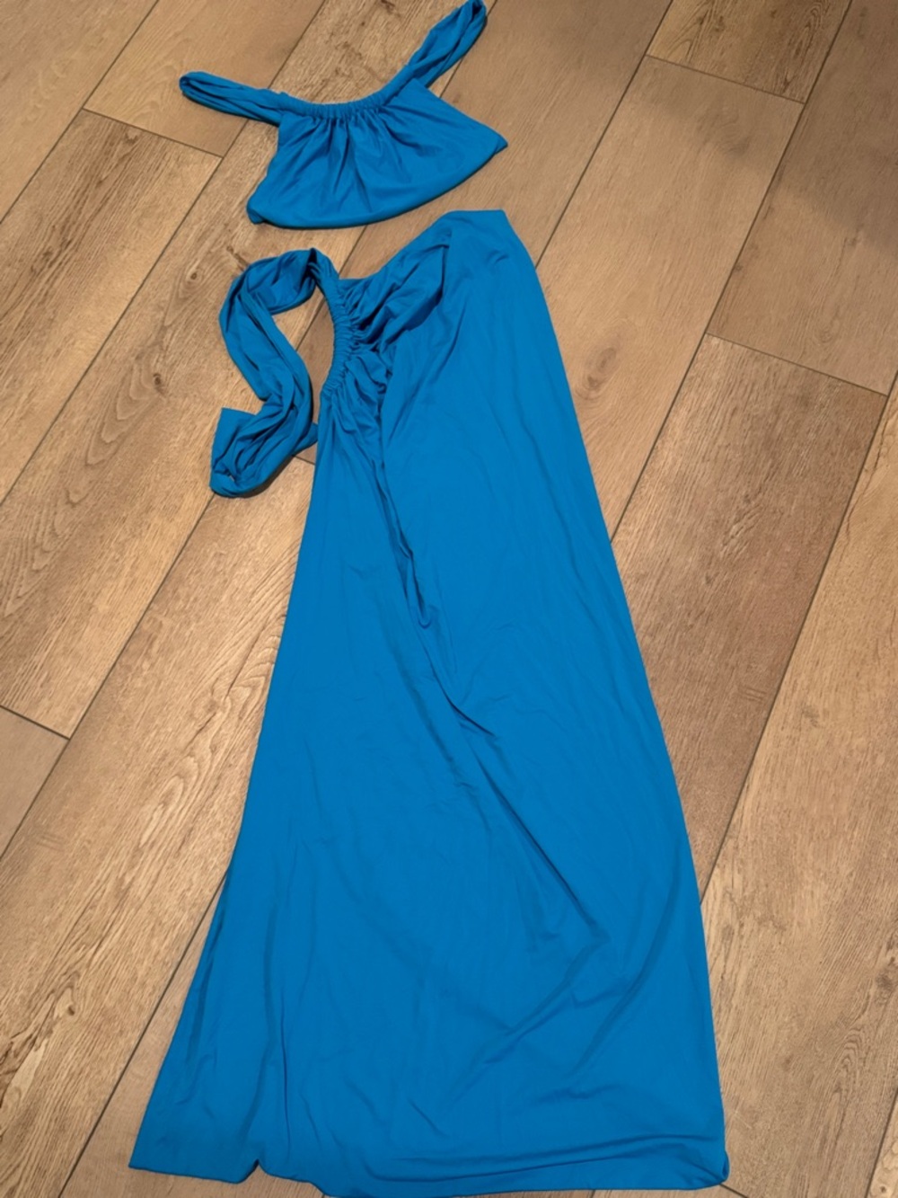 Vici Bright Blue Maxi Skirt with Matching Top - Picture 2 of 3